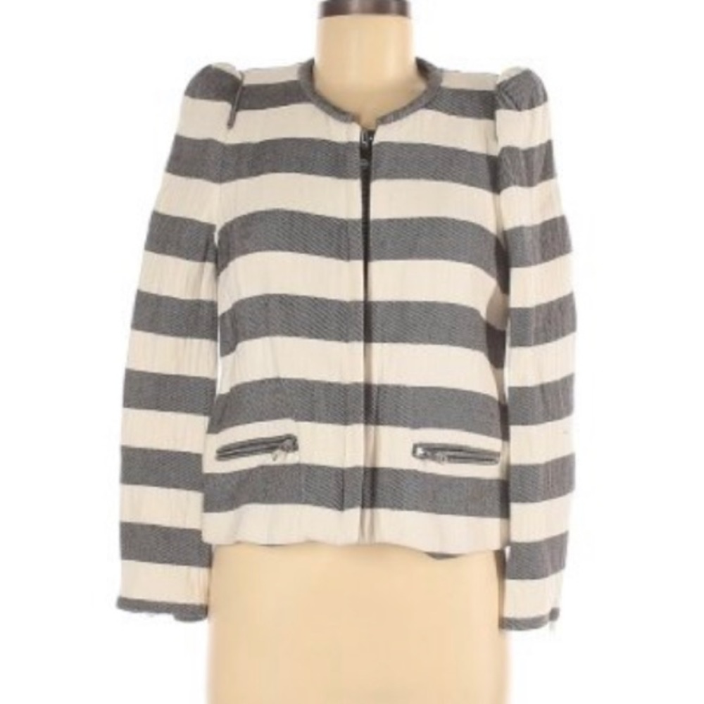 Zara Color Block Stripe Zip Blazer Small - image 7